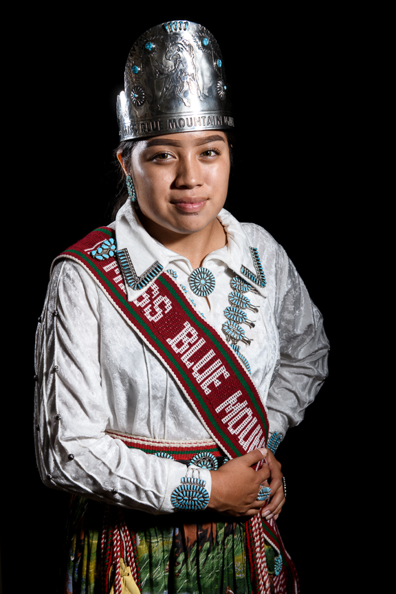  Tiana Sam, 16, Miss Blue Mountain Unity Princess 2017-18, photographed at San Juan High School on October 3, 2018 in Blanding, Utah. "It's important to me to save our culture and language because I'm full Navajo. Its important to pass it on to the n