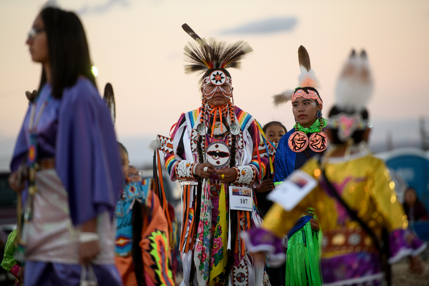  People participate in a Pow Wow at the Shiprock Northern Navajo Nation Fair on October 5, 2018 in Shiprock, New Mexico.  