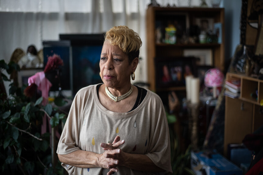  Cheryl Hurt stands in her home where she runs a daycare center on Tuesday, March 5, 2019 in Clairton, Pa. Hurt keeps an air monitor in her home to keep an eye on the air quality since the  Dec. 24 fire at U.S. Steel's Clairton Coke Works. A lifelong