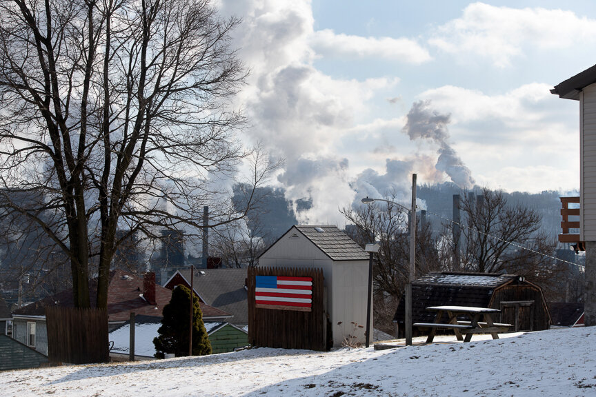  U.S. Steel's Clairton Coke Works stands behind homes on Tuesday, March 5, 2019 in Clairton, Pa.   