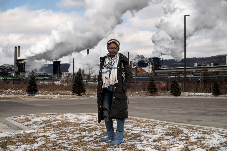  Mia Hamlin, 51, of Clairton, Pa., stands near U.S. Steel's Clairton Coke Works on Tuesday, March 5, 2019 in Clairton, Pa. Hamlin says, "It's just not me I'm concerned about. It's all the residents," speaking of her fear of the air quality in Clairto