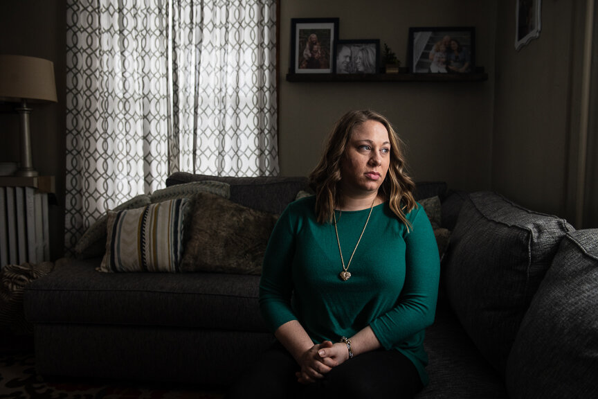  Amanda Dorich, 33, of Windber, Pa., sits in her home on Friday, March 8, 2019. Dorich was a patient and victim of Dr. Johnnie “Jack” Barto. The Johnstown pediatrician faces more than 70 counts of child sexual assault, stemming from alleged contact w