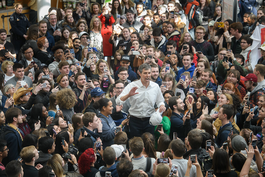  Beto O’Rourke, the former three-term Texas congressman and Senate hopeful, campaigns at Penn State University a week into his presidential bid on Tuesday, March 19, 2019 in State College, Pa. O’Rourke’s stop in Pennsylvania follows visits to Ohio, W