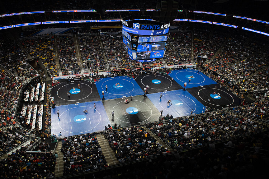  The NCAA quarterfinal round of the NCAA Division I Men's Wrestling Championship at PPG Paints Arena on March 23, 2019 in Pittsburgh, Pennsylvania. 