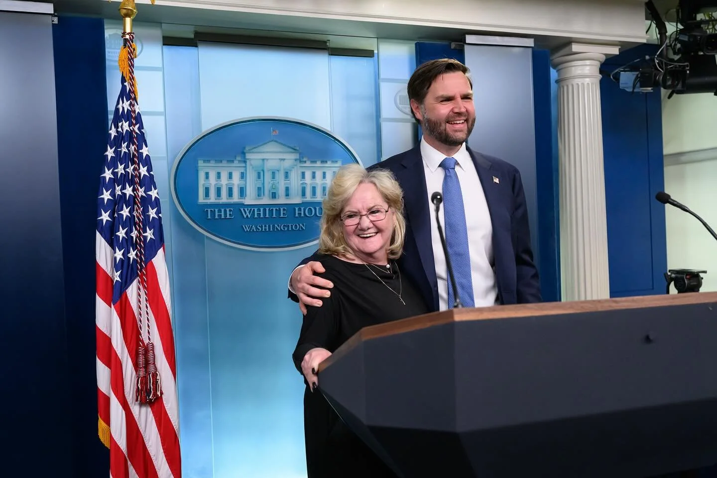 Vice President J.D. Vance hosts a 10-year sobriety celebration for his mother, Beverly Aikins, alongside family and friends on Friday, April 4, 2025, at the White House in Washington, D.C. Vance wrote about his relationship with his mother as she str