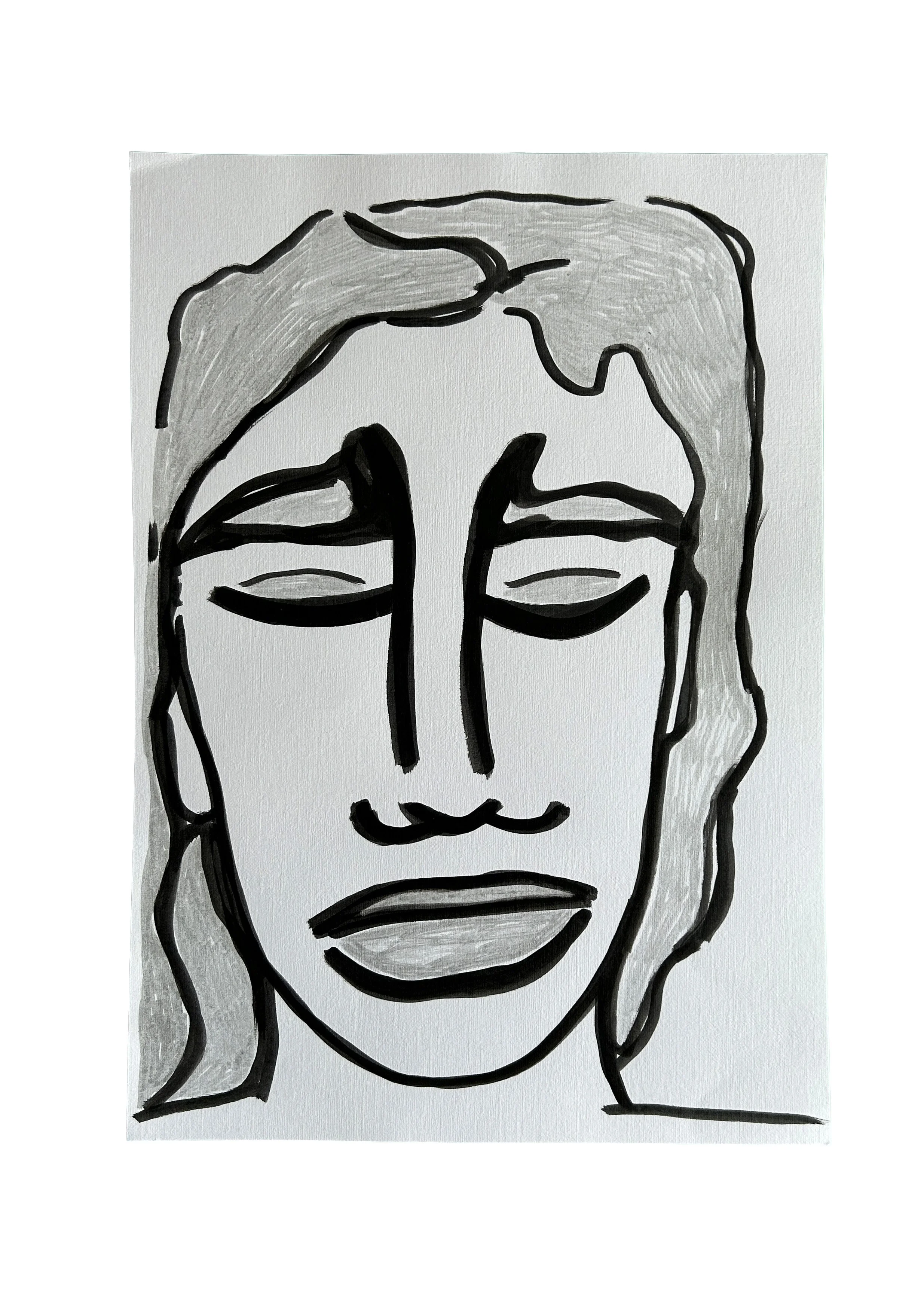 Portrait – originales Kunstwerk mit Marker auf Papier