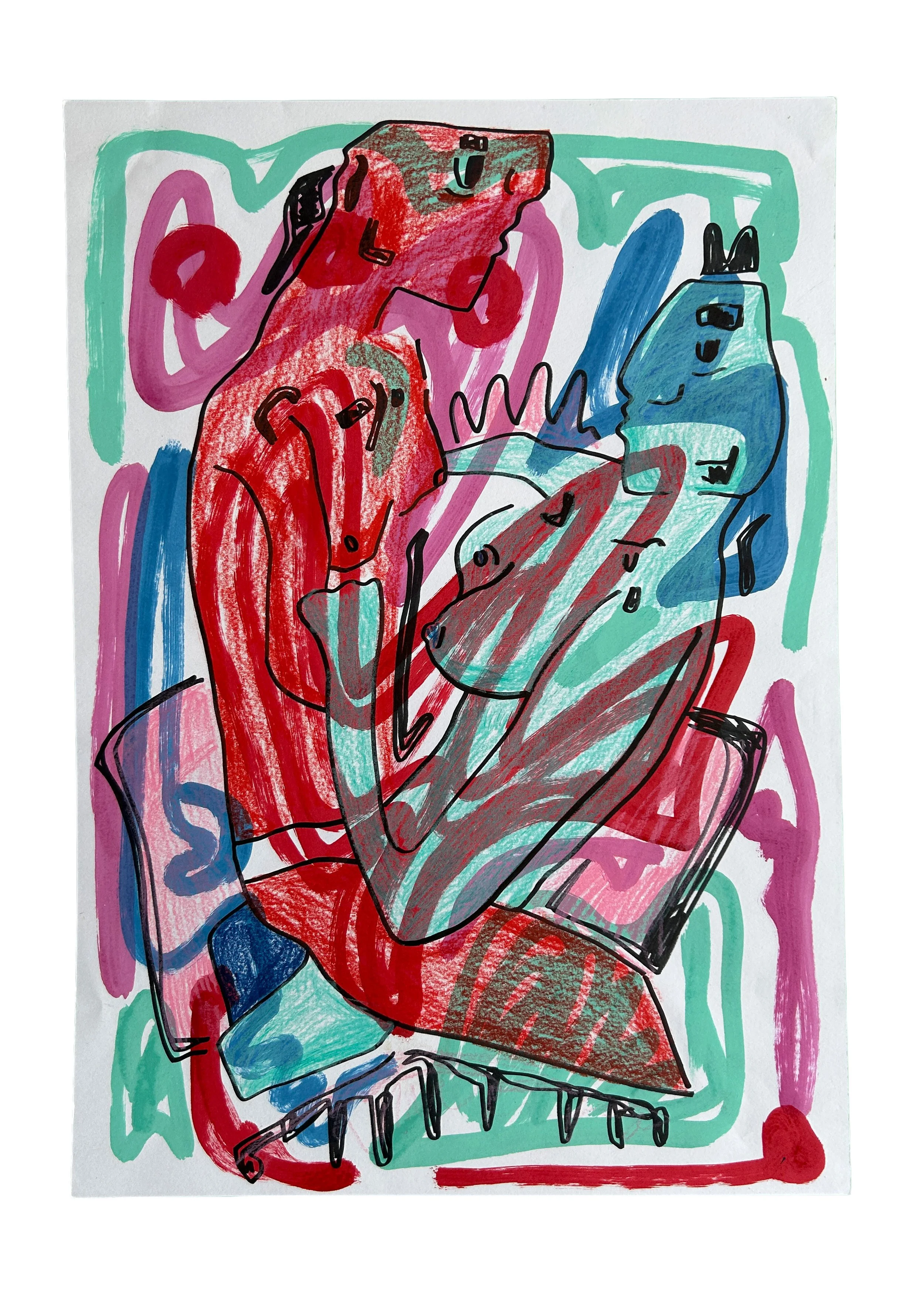 When There Is Love – originales Kunstwerk mit Marker und Buntstift auf Papier