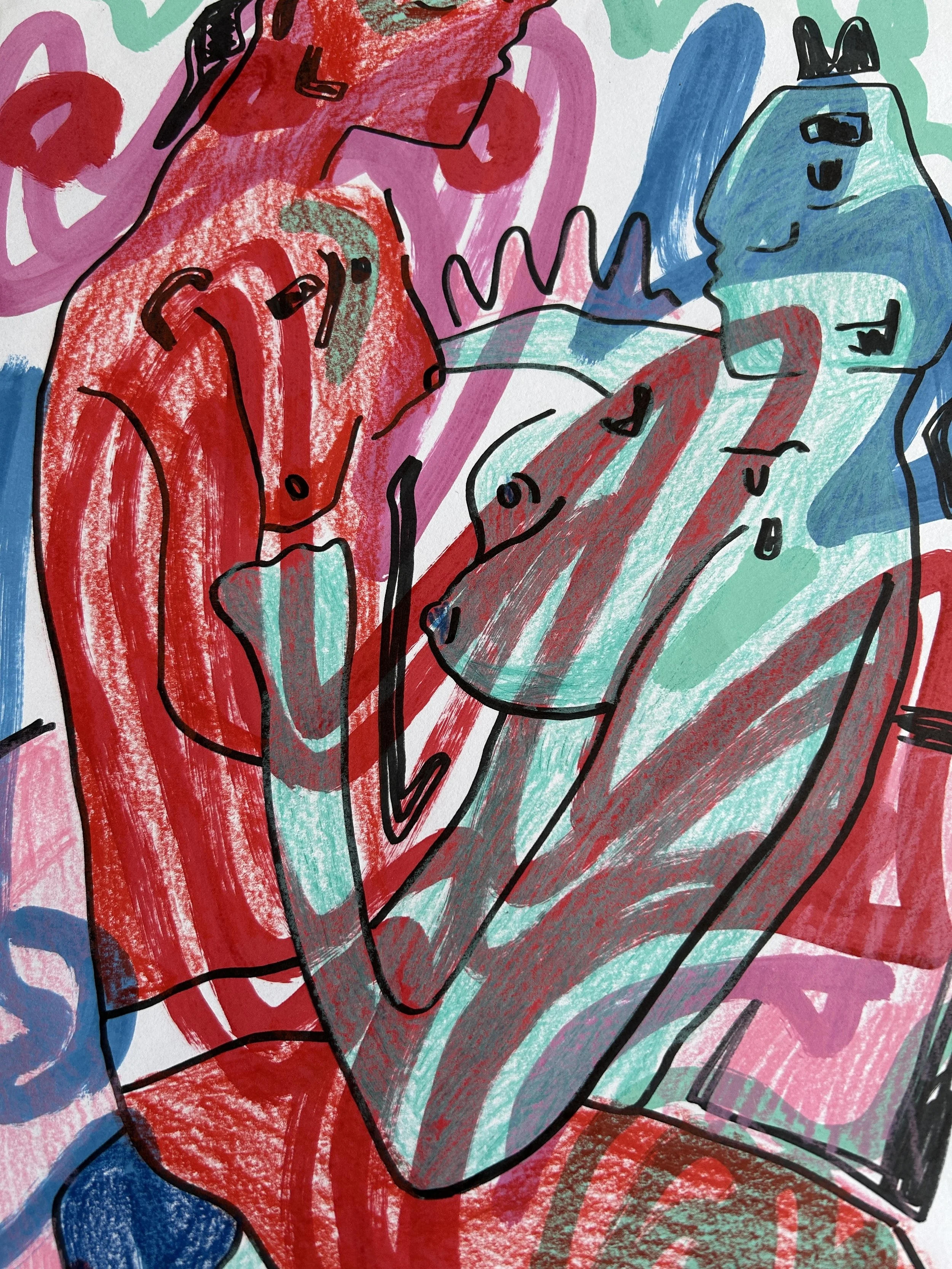 When There Is Love – originales Kunstwerk mit Marker und Buntstift auf Papier