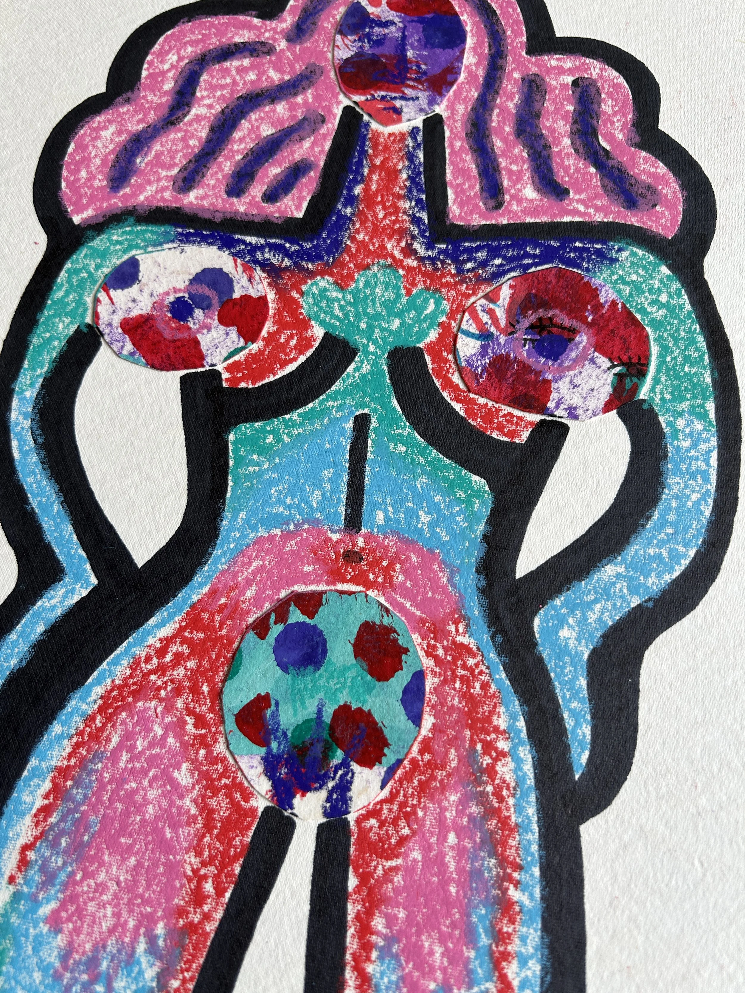 WOMAN – originales Kunstwerk mit Marker und Buntstift auf Papier