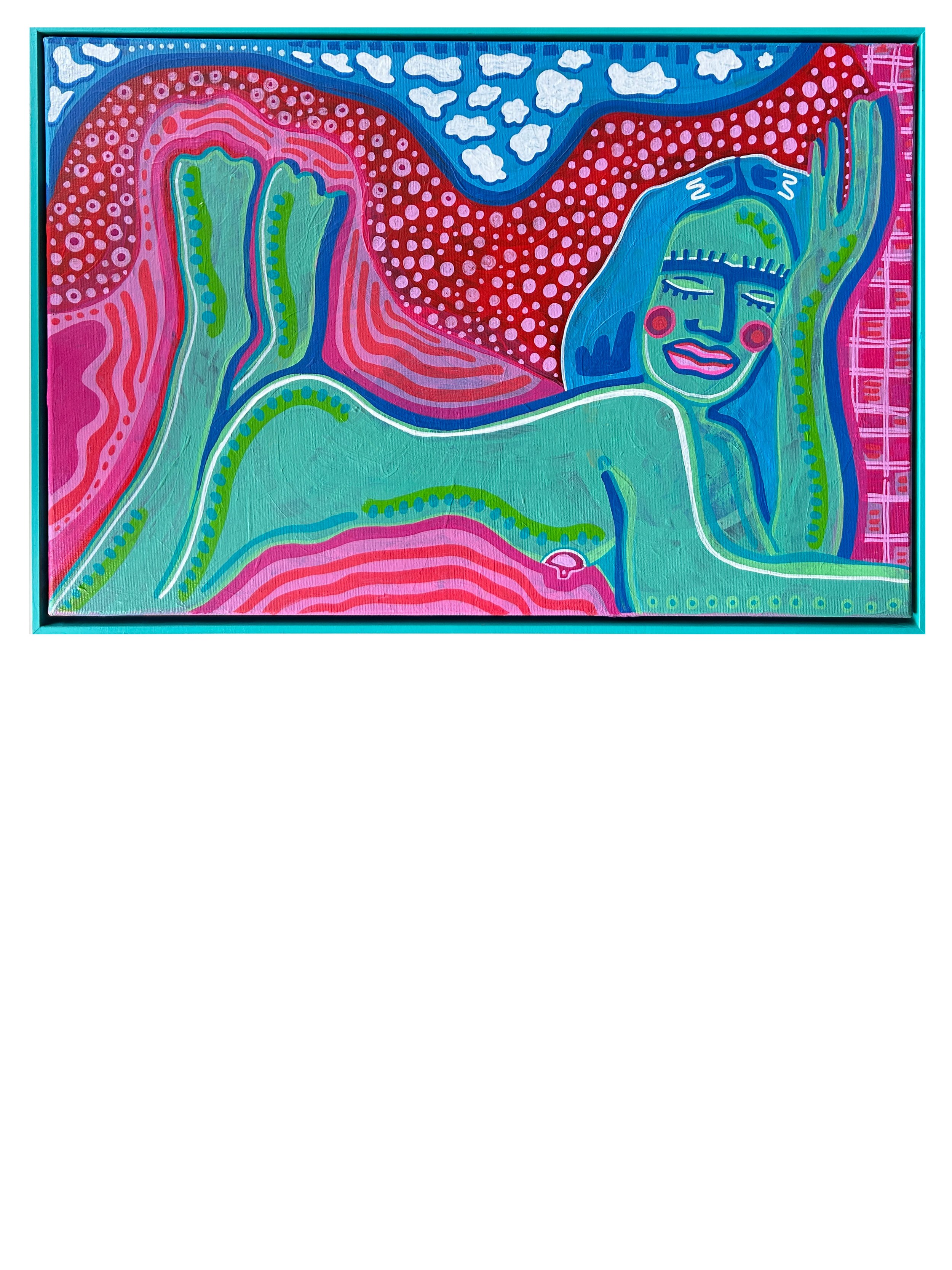 Kasi – originales Kunstwerk mit Acrylfarbe, Marker und Buntstift auf Leinwand