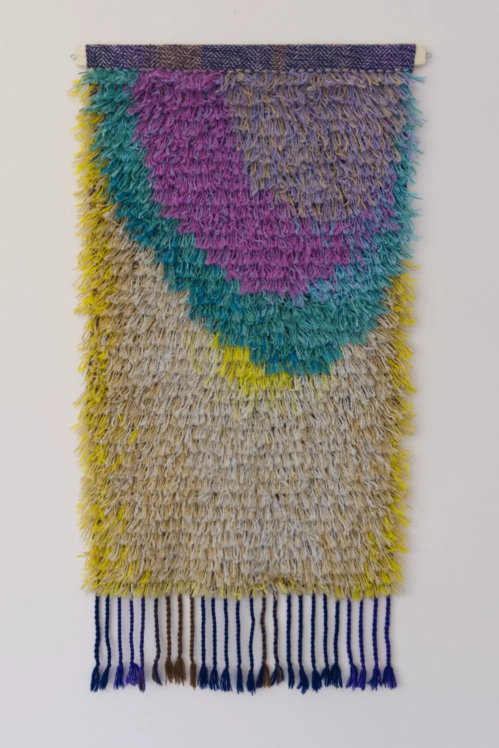 Sun's Score
40x22”
Hand Dyed Wool spun from Gotland-Finn Sheep
2025