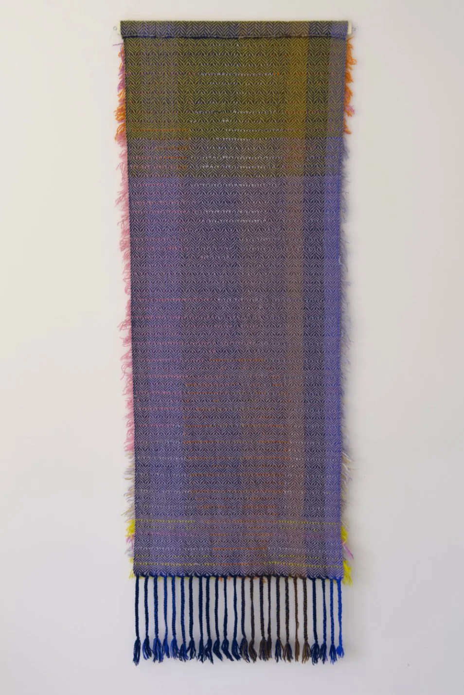 Steph's Score (Back)
60x22”
Hand Dyed Wool spun from Gotland-Finn Sheep
2025