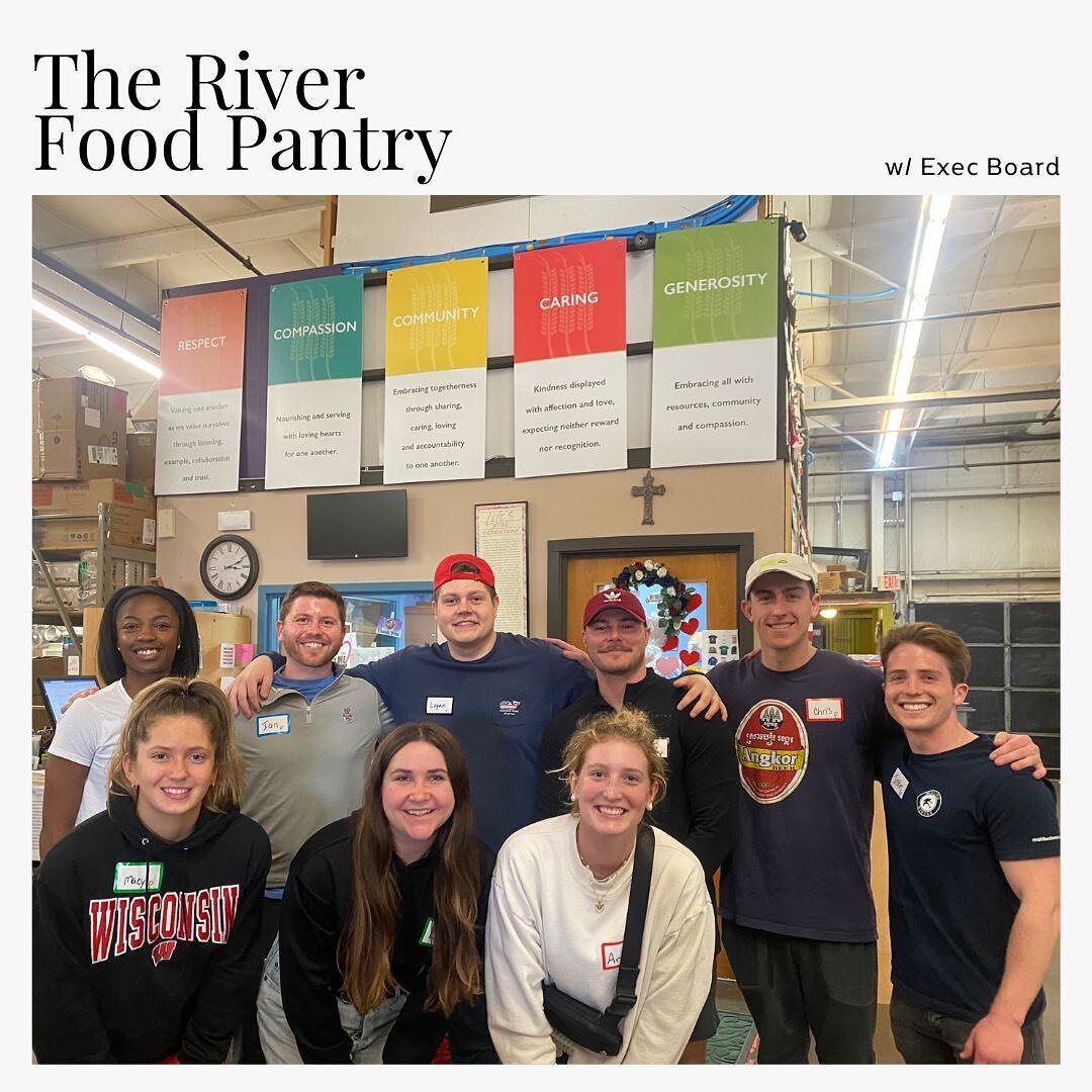 On Friday, exec had the opportunity to volunteer at @riverpantry ! The River Food Pantry is South Central Wisconsin&rsquo;s busiest food pantry, serving over 2,500 people every week. We helped with preparing ready-to-eat meals, filling various packag
