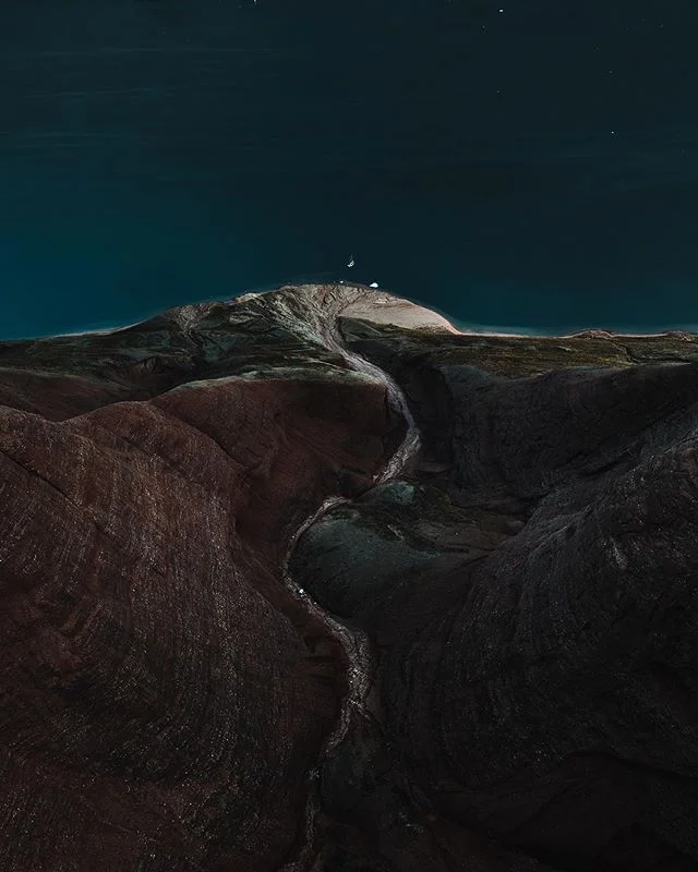 A winding valley of red rock in East Greenland. This valley was such a unique sight, it really didn&rsquo;t fit in to the rest of our surroundings. The variance of rock over there really shows how volcanically active this land once was. If you look r