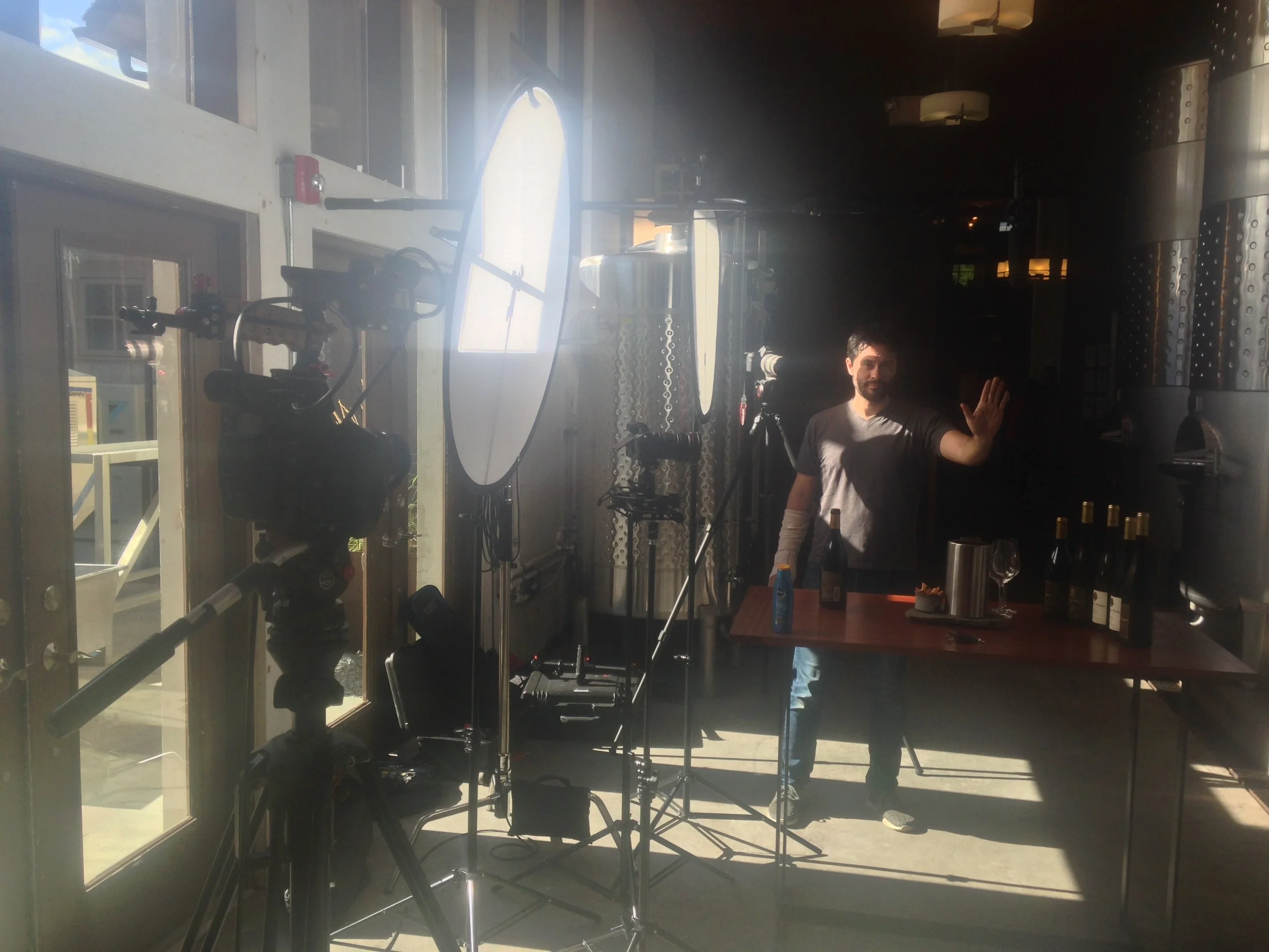 Setting up a scene at Hermann J. Wiemer Vineyard.