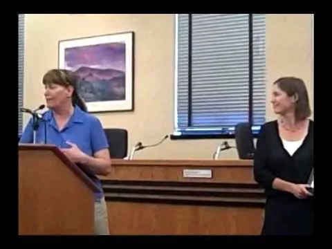Commissioner Cindy Domenico can't say enough positive things about County Employee of the Month, Norrie Boyd in 2012 staff photo. 