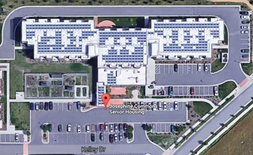 BCHA's 70-unit Josephine Commons showing large area required to surface parking. This creates stormwater problems due to poor permeability and heat island effects. 