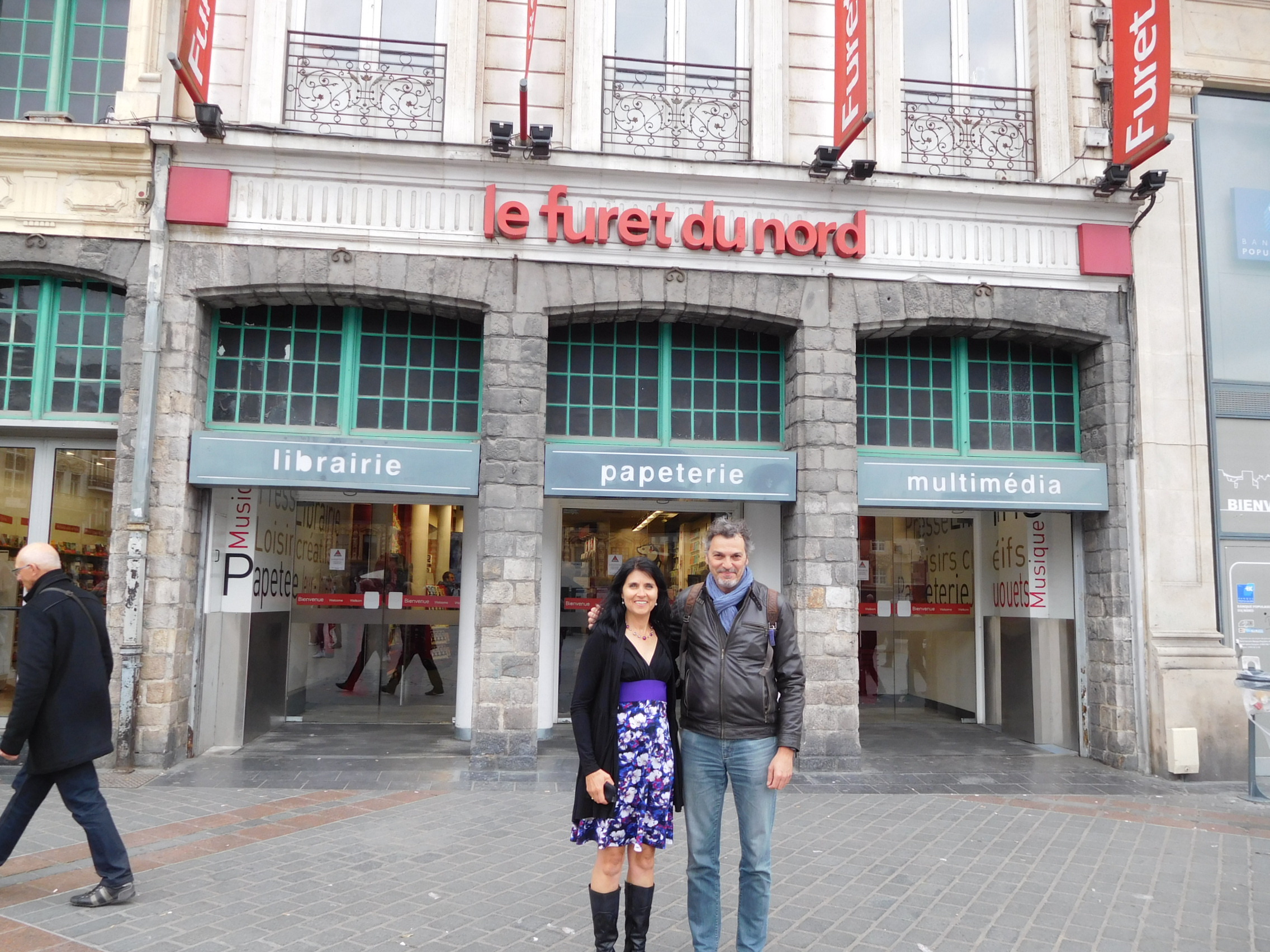 Outside le Furet du Nord with Jean-Francois from the bookstore who was wonderfully helpful.