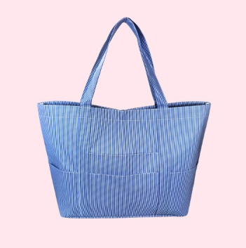 Navy Preppy Stripe Mama Tote