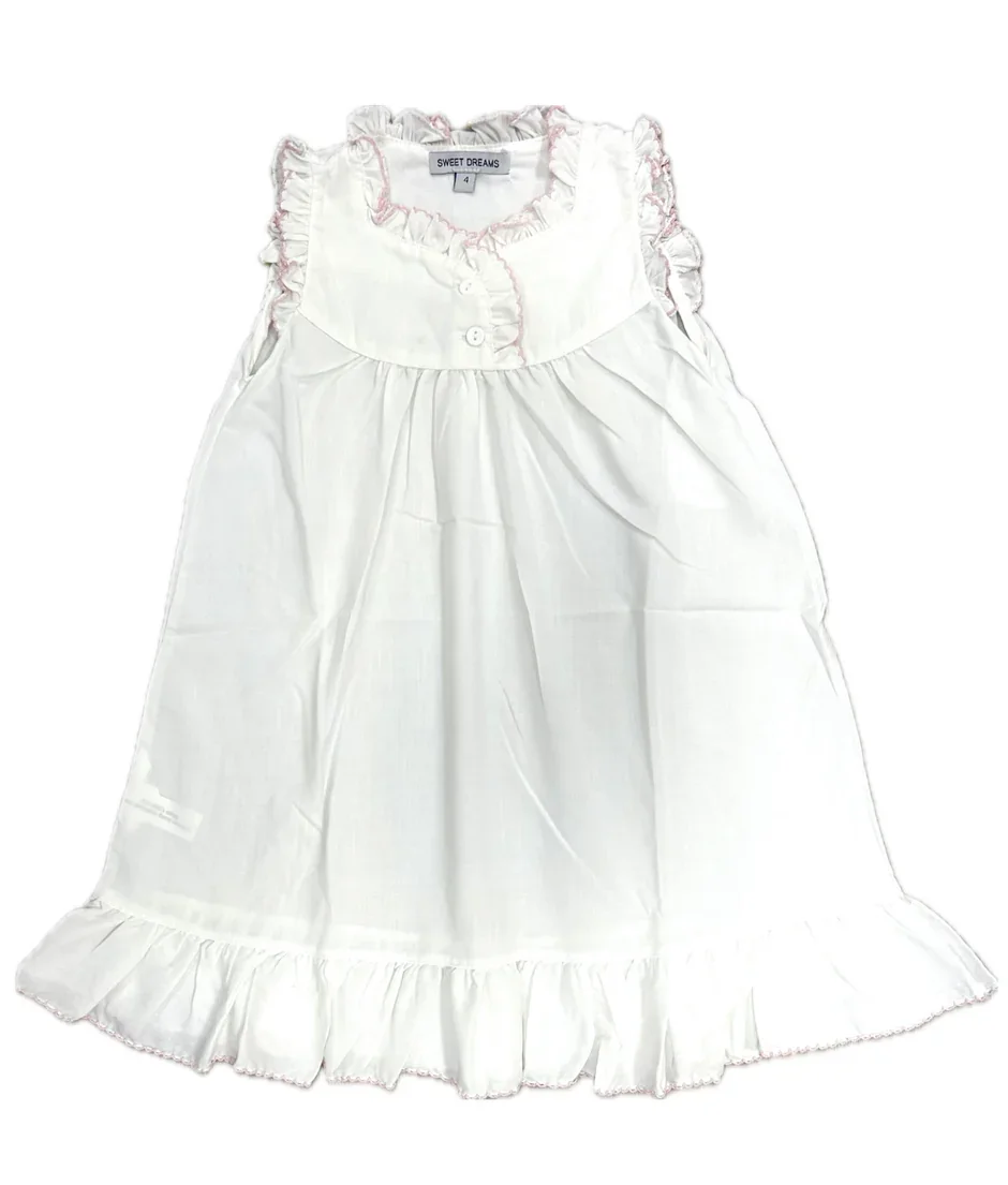 Pink Picot Gown White Background