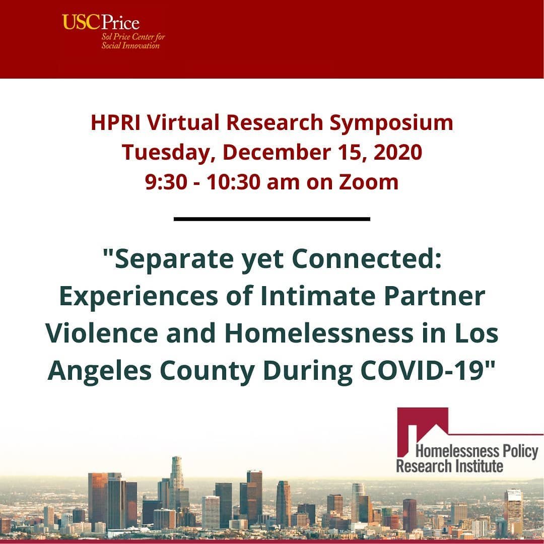 Join People&rsquo;s Health Solutions and USC Homeless Policy Research Institute tomorrow, Tuesday, December 15, for a symposium on our research with Hub for Urban Initiatives on experiences of intimate partner violence and homelessness during COVID-1