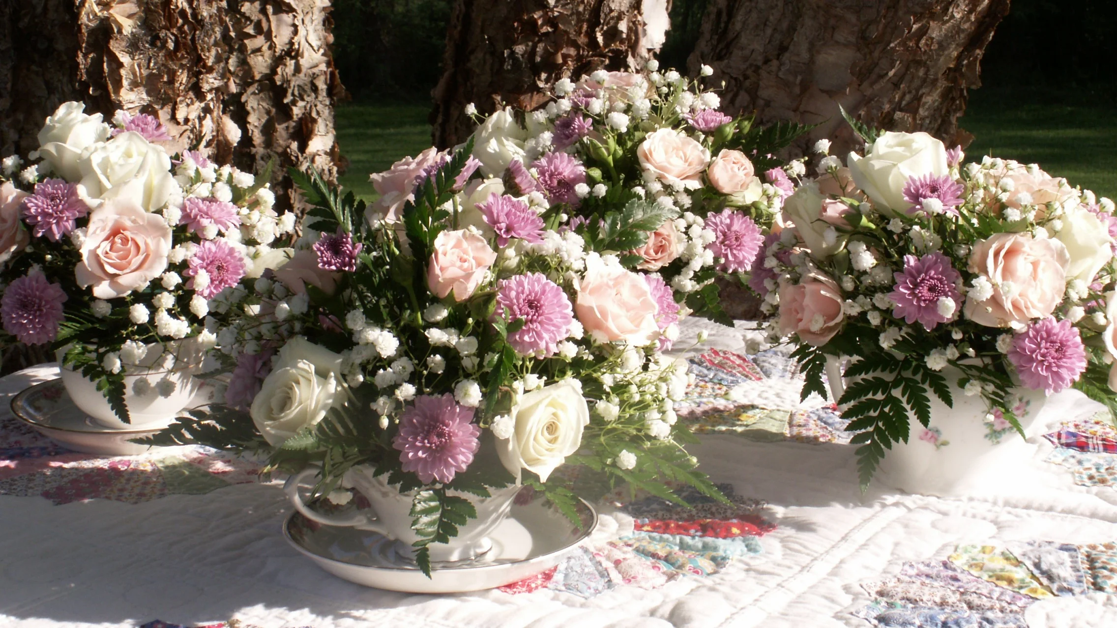 Teacup florals for small table luncheon