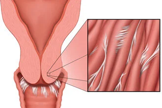 cervical scarring can be hidden within the tissue and only felt with a finger as "hard"