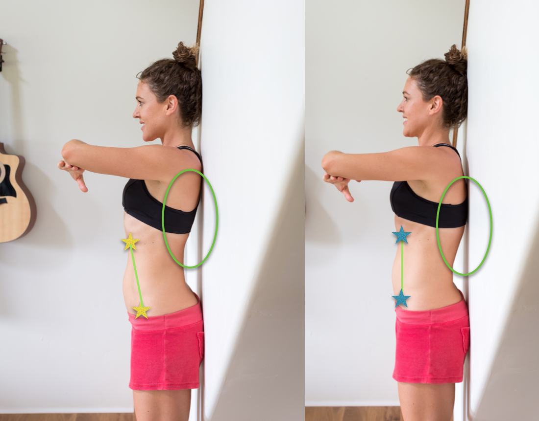 Left: rib thrusting. Right: she dropped her ribs