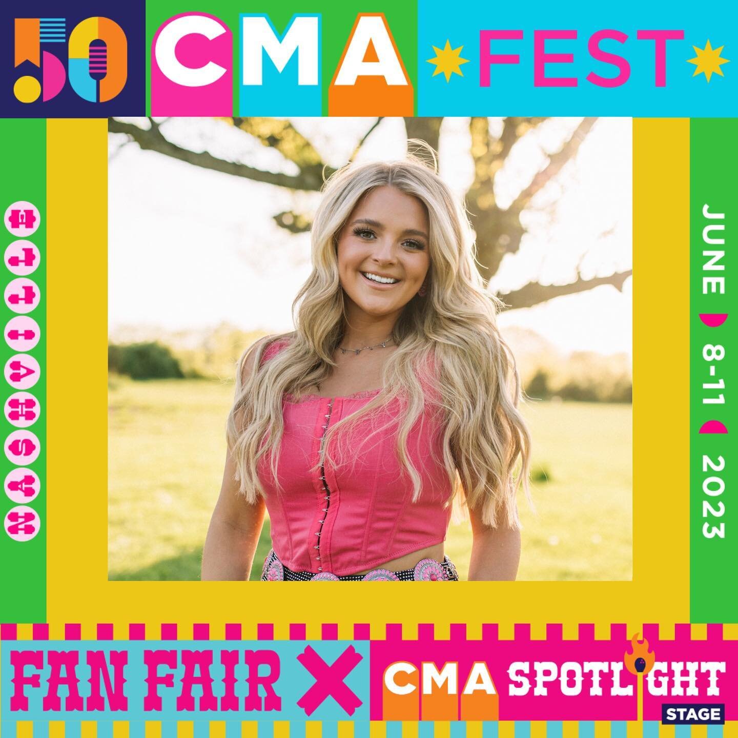 JUST ANNOUNCED! 🥳 I&rsquo;m so excited to be performing at the 50th #CMAfest on the Spotlight Stage inside Fan Fair X to support the @cmafoundation &amp; their mission to shape the next generation through music education, June 8th 2-2:20pm. Tickets 