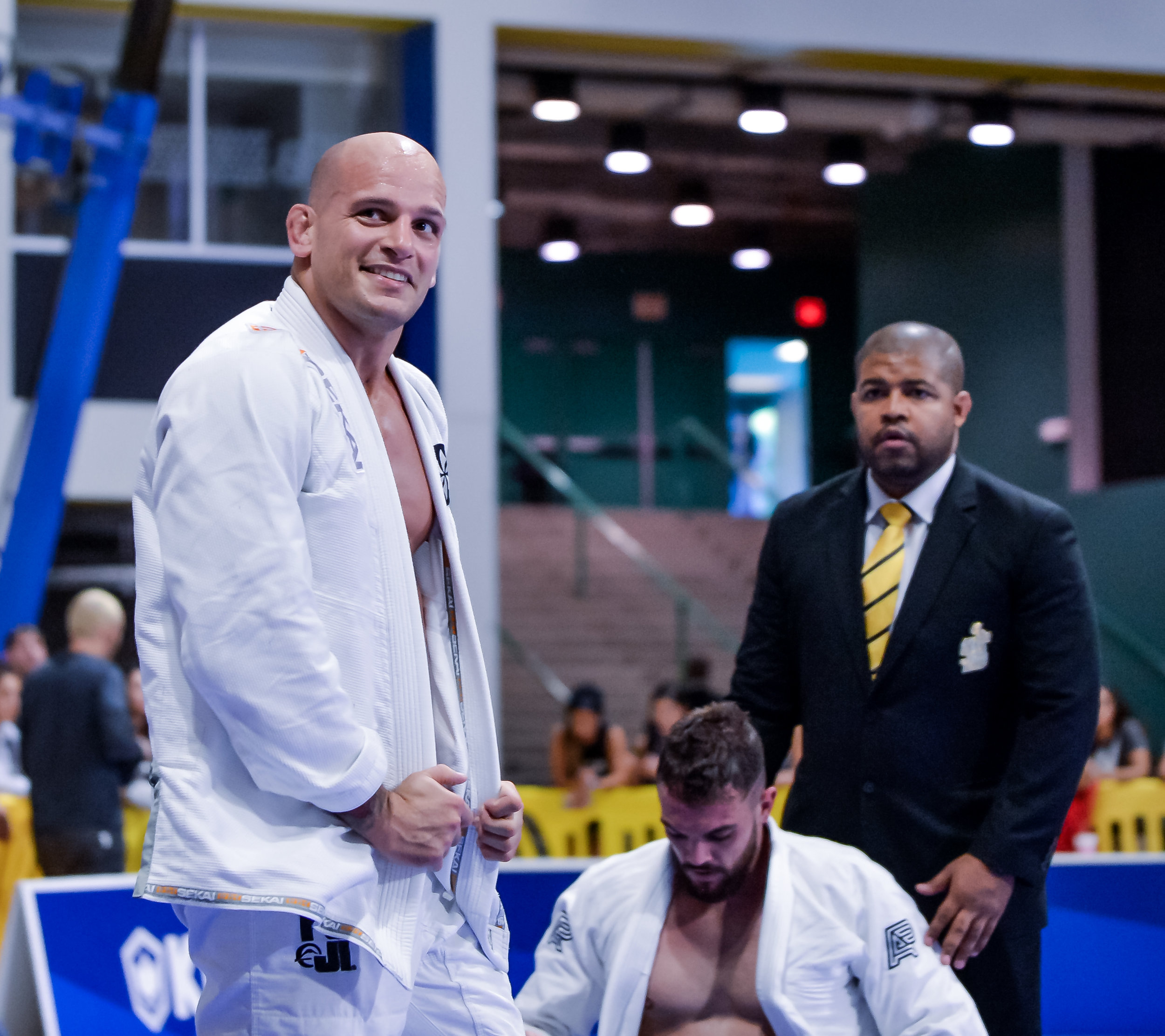 Legend Xande Ribeiro returned to the World Championships to vie for his 8th Heavy Weight title (he’s also a 2 X Absolute Champion). This photo was taken after Xande defeated his first opponent and heard his 8 year old daughter shouting her joy to him from the stands.