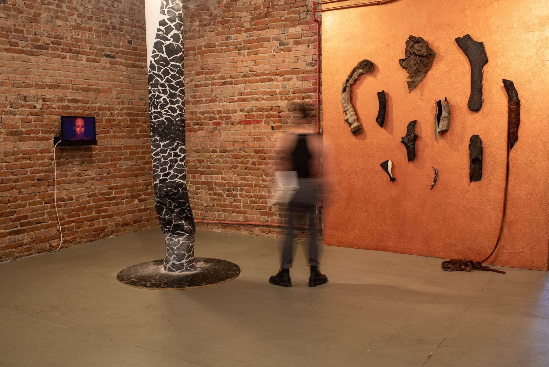 As Soft as Ash installation view. From left to right: bitter ashes; to be lost; confluences