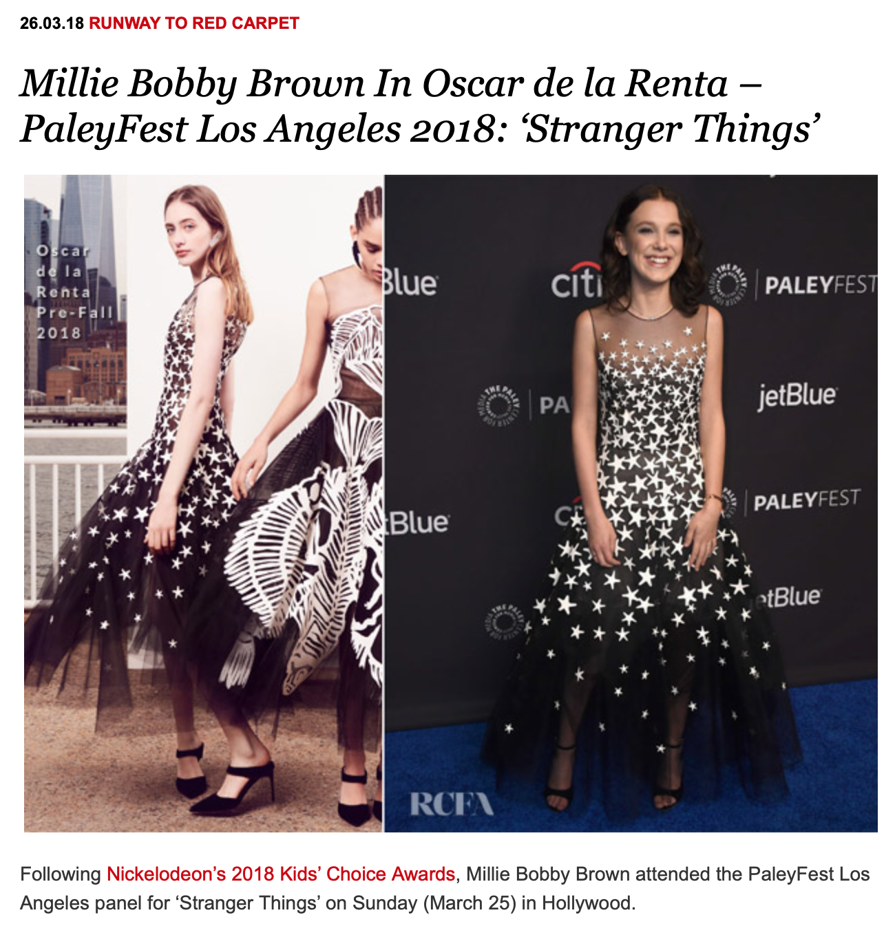 Millie Bobbie Brown in Pre-Fall 2018 starfish dress: