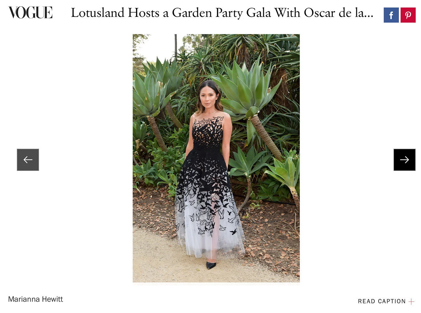 Marianna Hewitt in Pre-Fall 2018 bird dress: