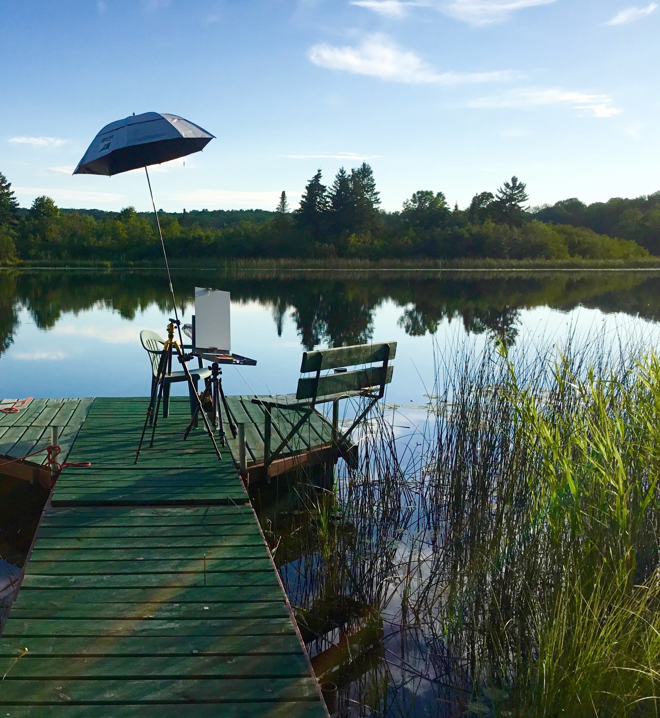 All set up to paint on Little Sugar Lake.