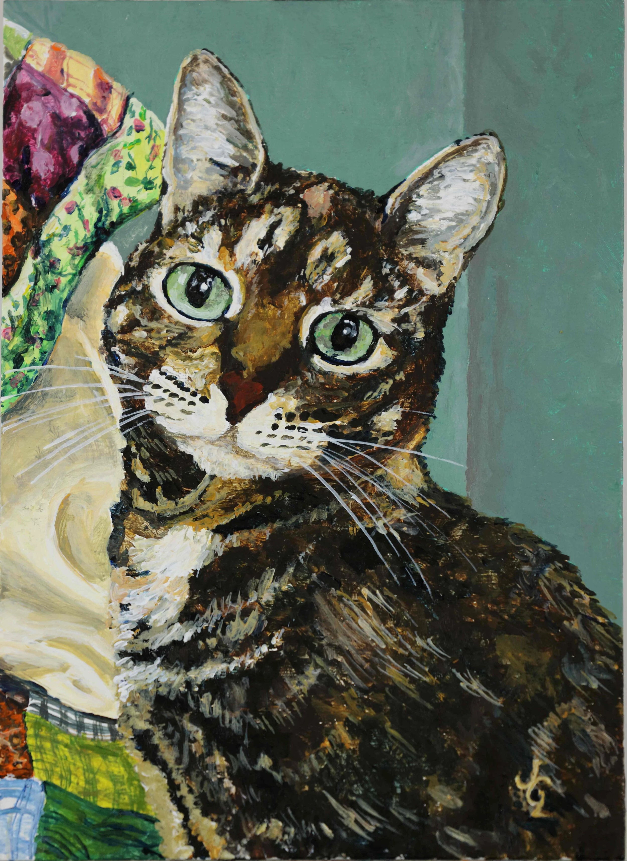   "Nina" 5" by 8", acrylic on canvas panel, Private collection, Seattle, WA, 2019   I was able to use the client’s iPhone photo of her sister’s cat for a surprise Christmas present. Such small paintings can be easily sent via mail and start at $150. 