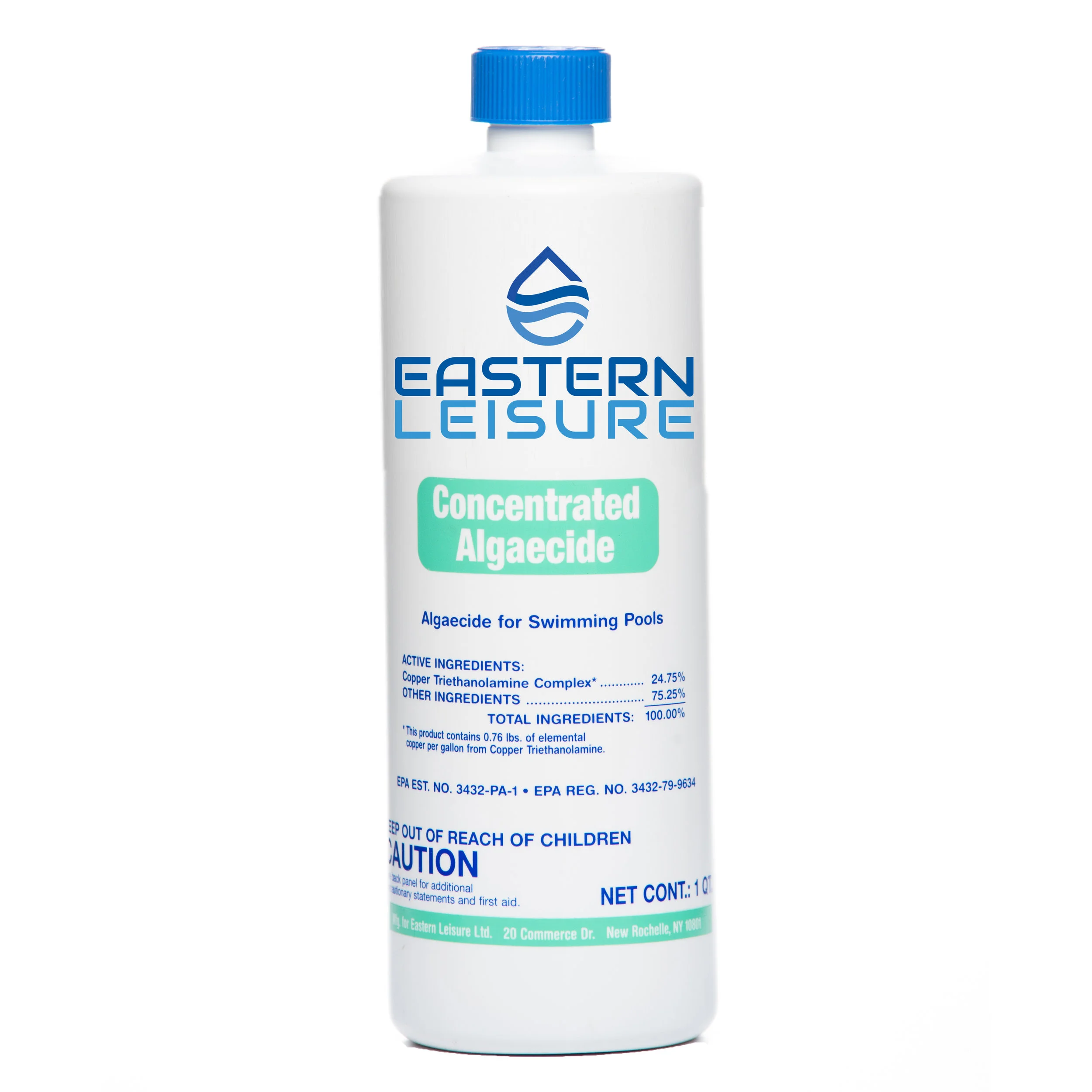 Concentrated Algaecide ELP1A - 1 qt. bottle, 12/case ELP1C - 8 oz. bottle, 12/case A copper based 8% strength algaecide. Effective in the prevention and removal of most common pool algae. Maintenance dosage: 1 oz per 5,000 gal.
