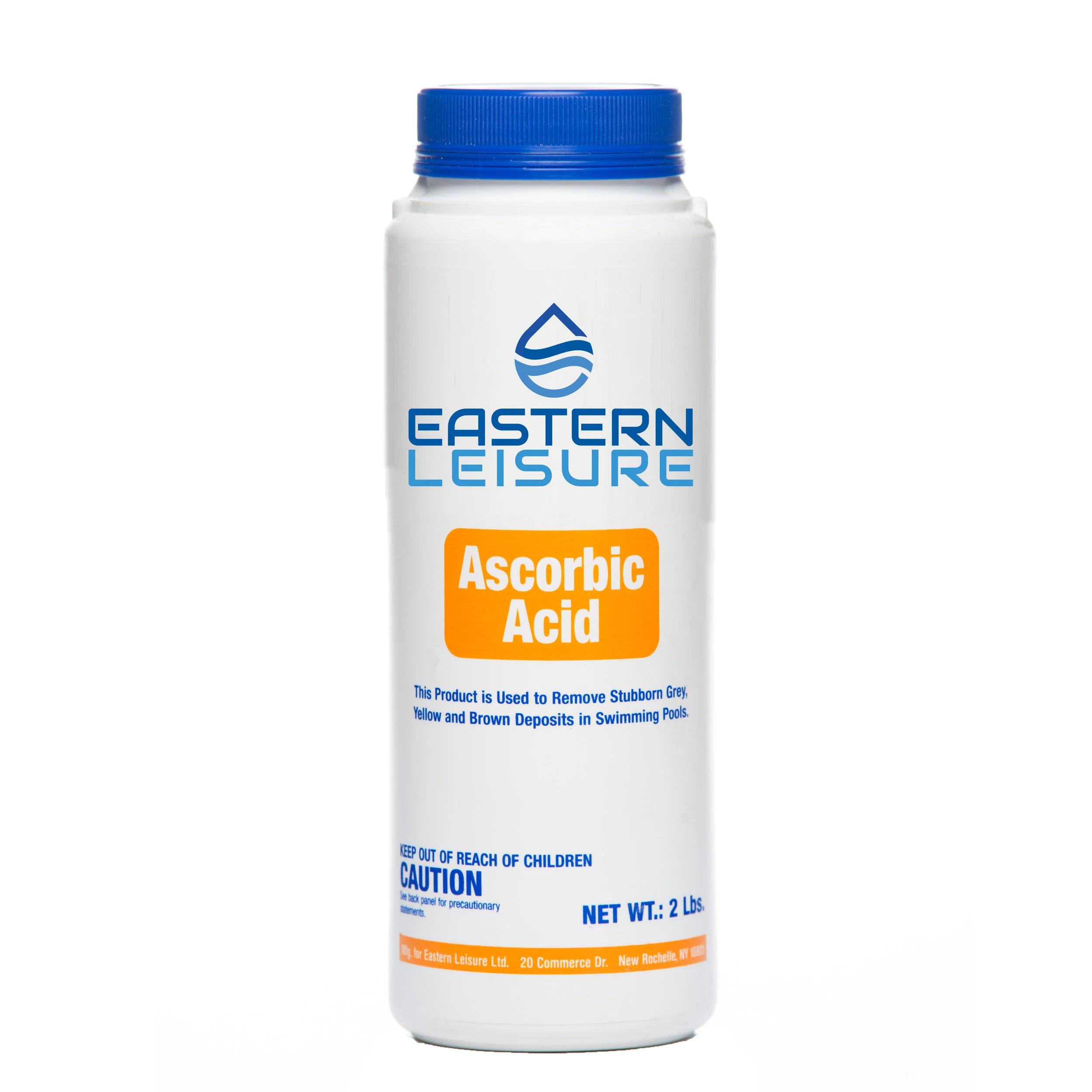 Ascorbic Acid EL6102 - 2 lb. container, 12/case A granular product that removes stains on pool bottoms. Safe for use on concrete and vinyl pools. Dosage: 1 lb. per 10,000 gal.