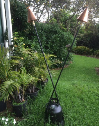 Twin Tiki Torches with 5 Gallon Propane Tank