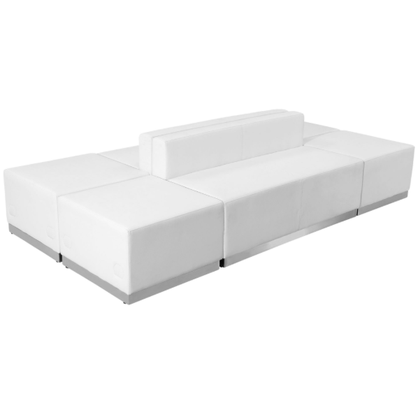 (6) Piece White Leather Sectional