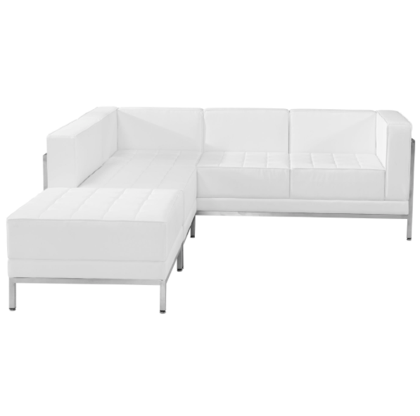 (3) Piece White Leather Sectional