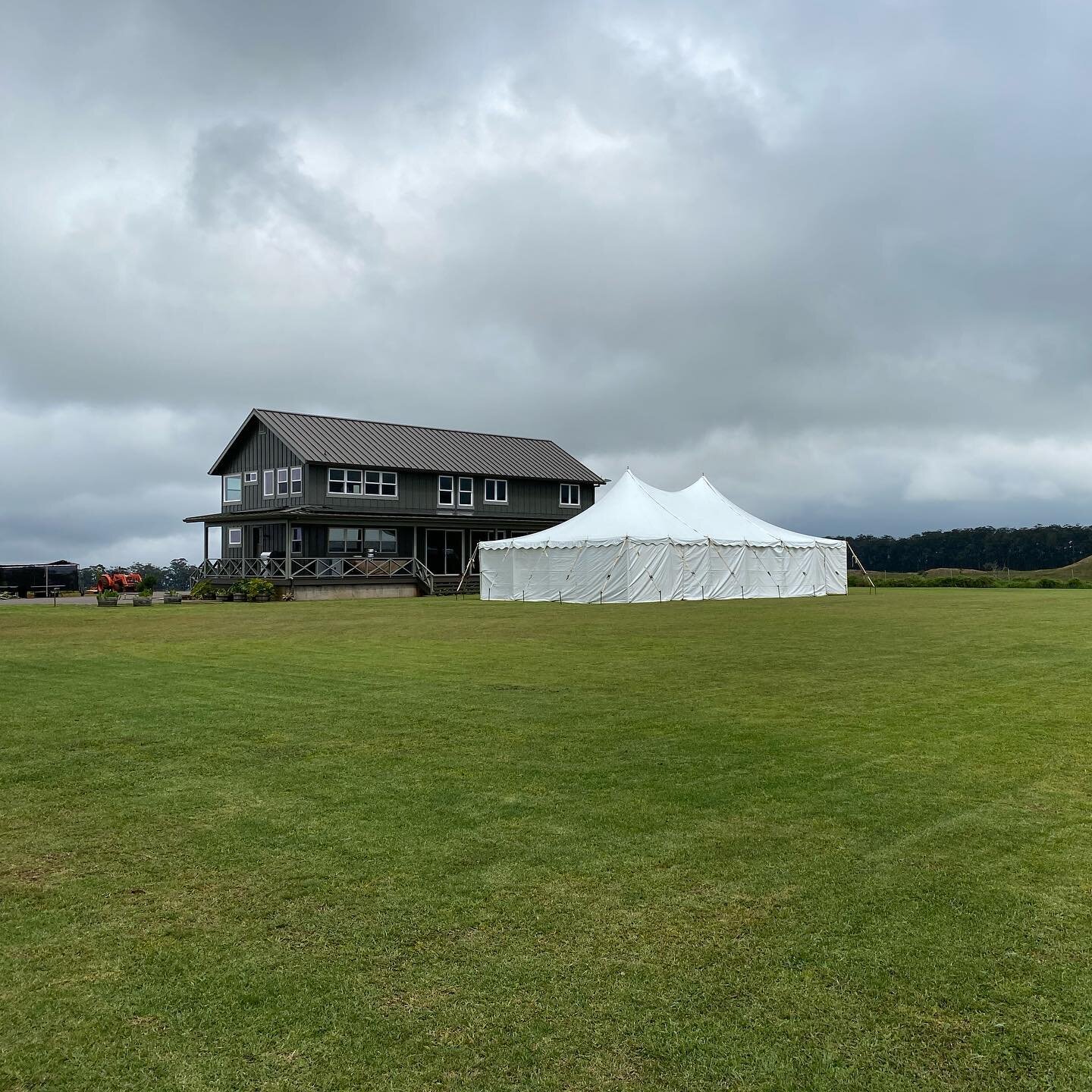 30x pole tent with sides, lighting, tables, chairs, linens, and heaters for birthday party in Waimea. @bigislandtents #bigislandtents #bit30xpole @bubs