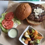 Goat cheese Turkey burger with fruit cup