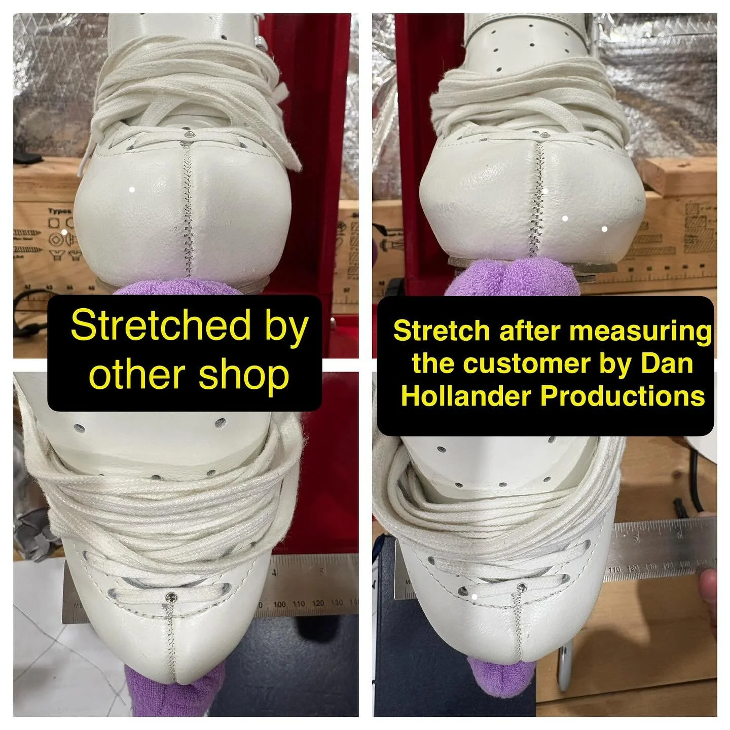 Another skate save! ⛸️ Not all shops are the same. This skater was told her toebox couldn&rsquo;t be stretched any further, but with the right tools and experience, we got her comfortable again&mdash;all smiles and happy feet! If you&rsquo;re interes