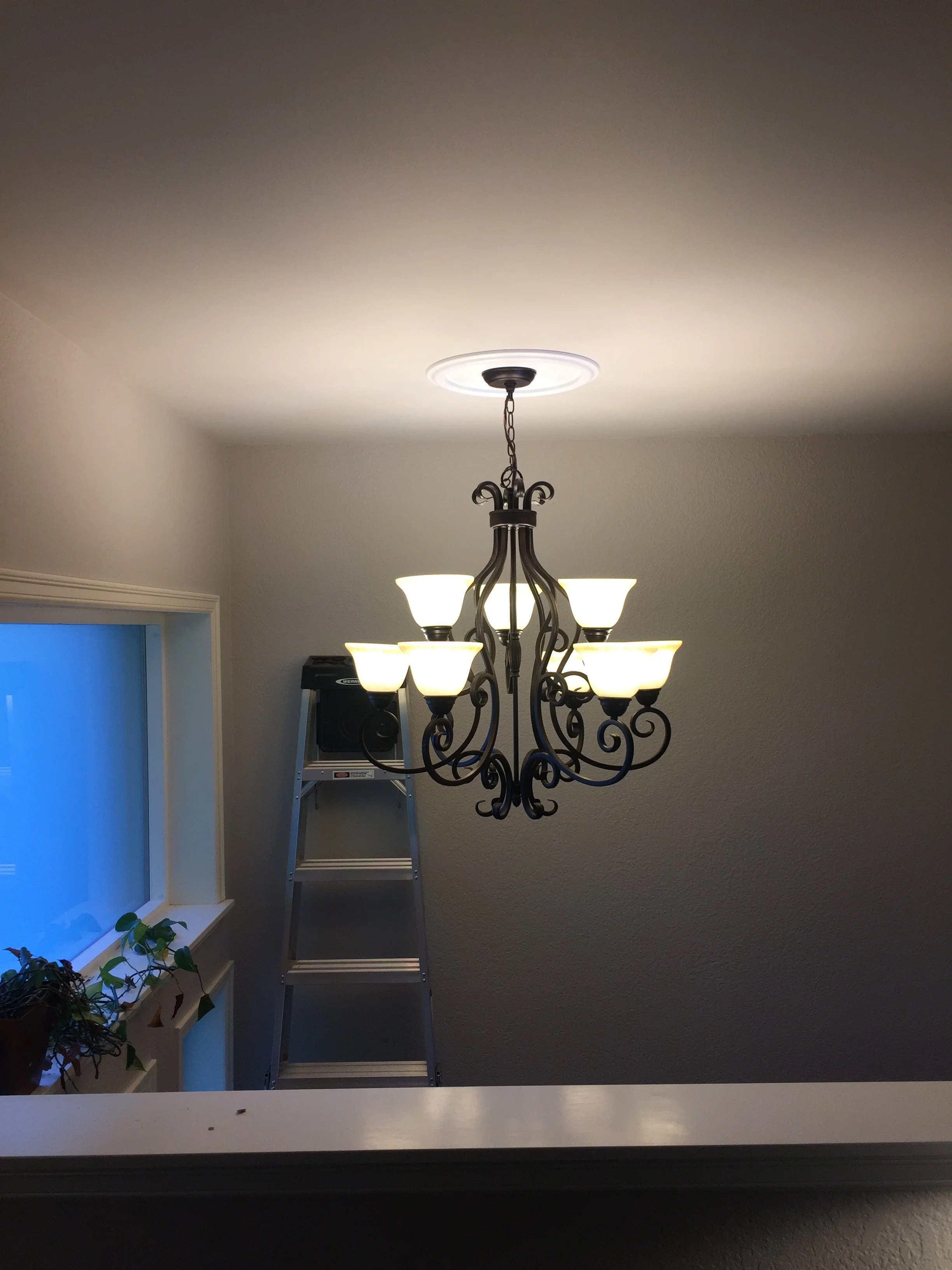 Chandelier installation 