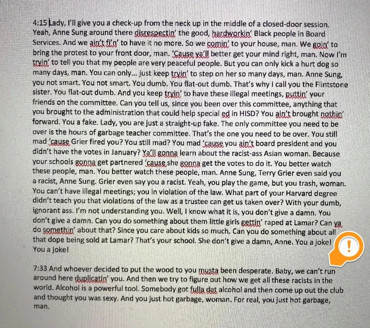 Partial transcript of Mr. Monroe's video made prior to its removal from Facebook.
