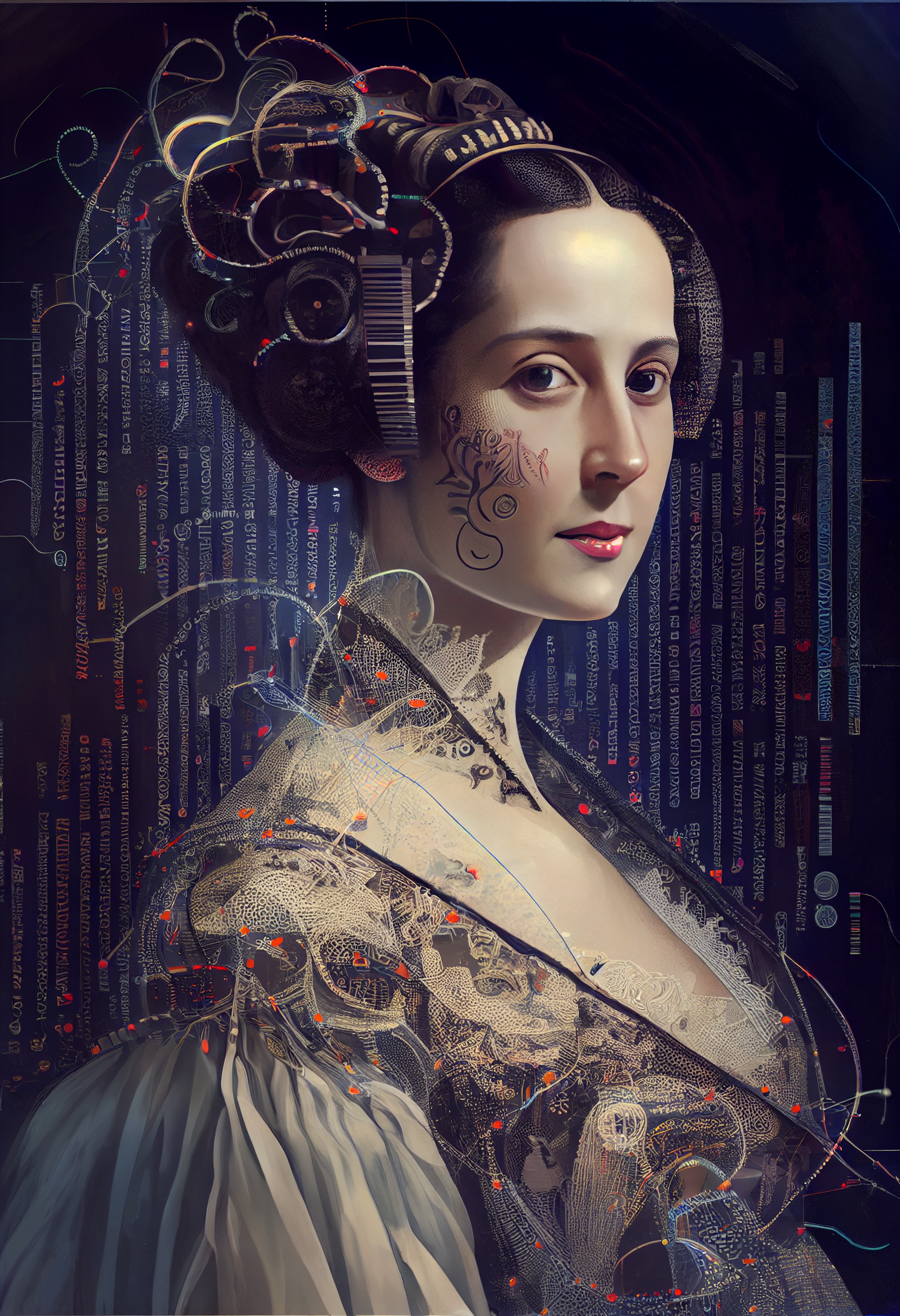 Jamie_Stantonian_LDN_Ada_Lovelace_surrounded_by_algorithms_and__99cc4f4c-1fa9-4e22-bd35-4e67c946f29f.png