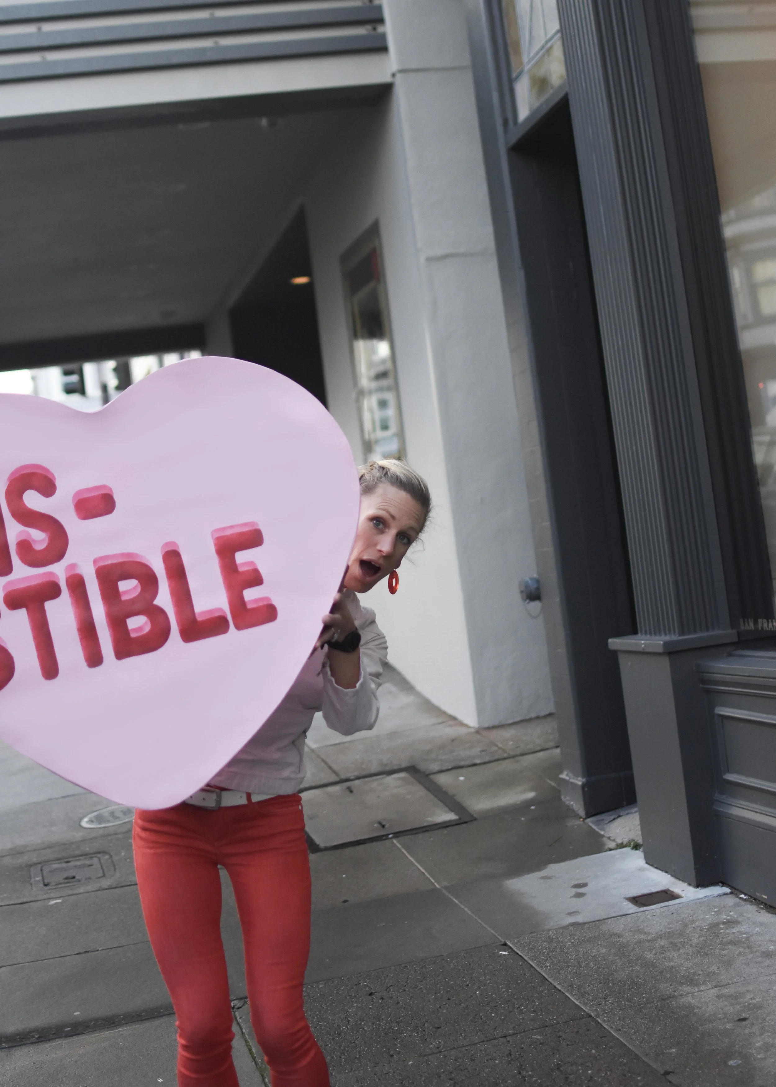 Giant pink love heart candy