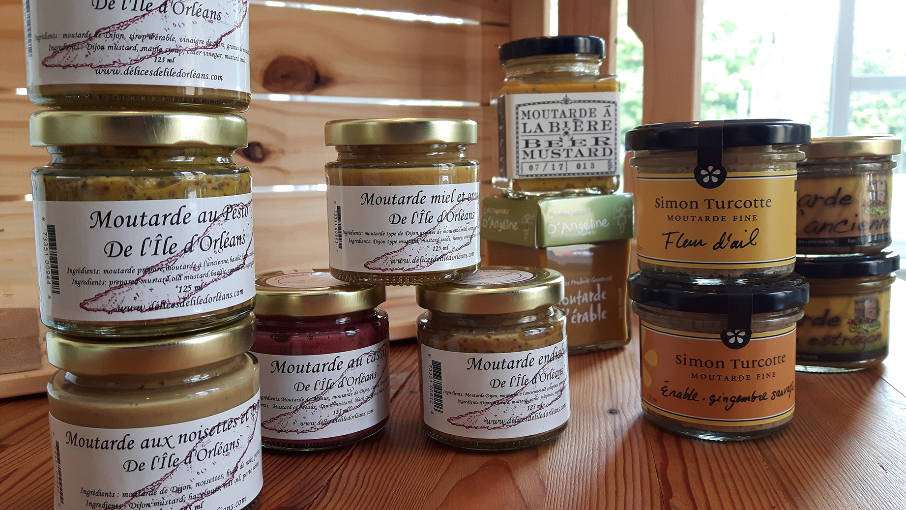 Moutardes québécoises, île d'Orléans, Simon Turcotte Confiturier, Miel Morand, le p'tit verrat.