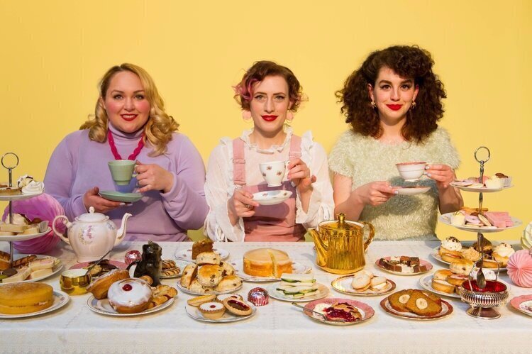  The Spitfire Sisters - Afternoon Tea Music Video Shoot (L-R: Anna Harding, Louisa Revolta, Hannah Castleman) 