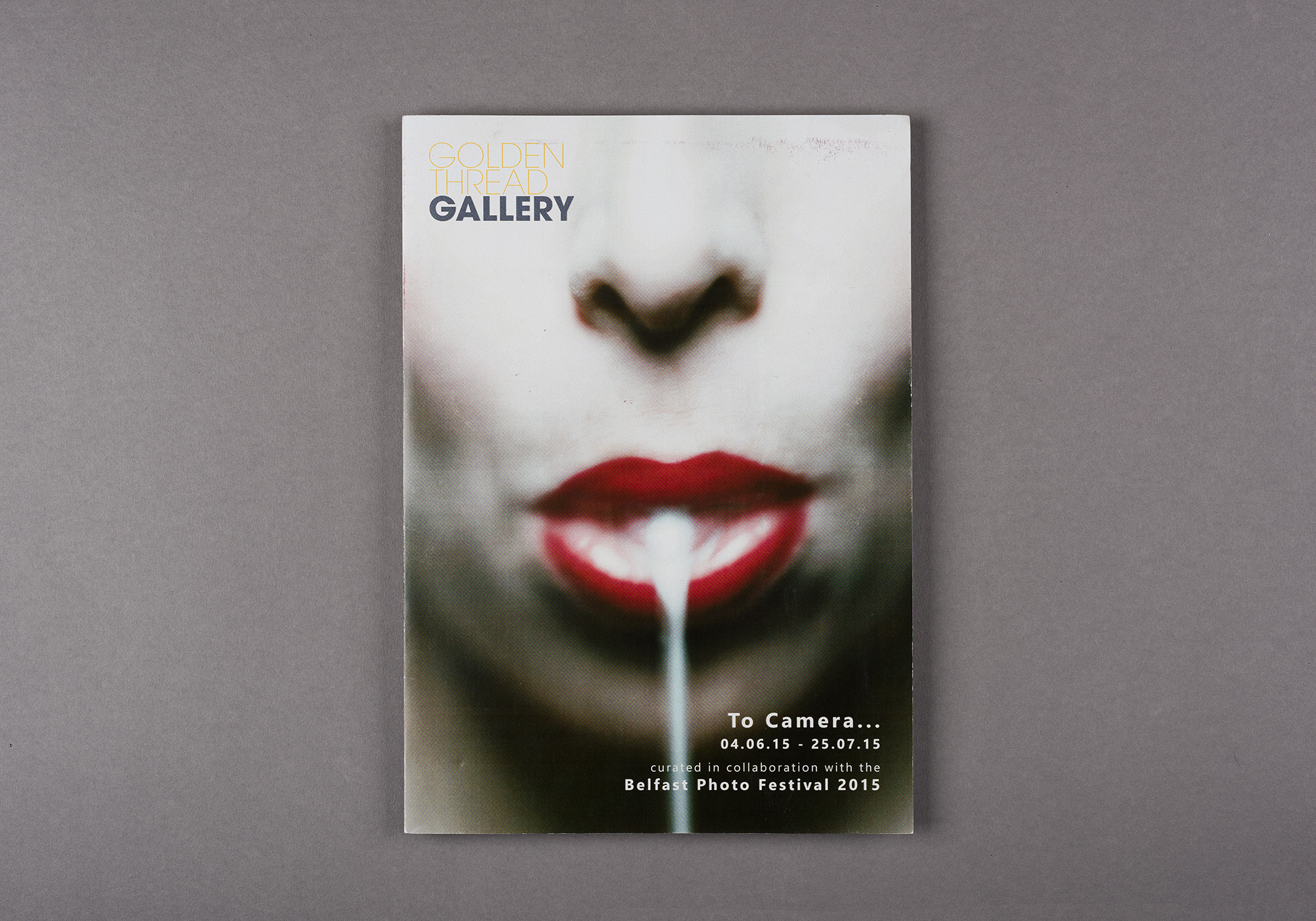 To Camera 2015 Exhibition Booklet Golden Thread Gallery, Belfast Artists: Lorraine Burrell, Amanda Coogan, Tony Hill, Tom Lovelace, Moira Mclver, Maria Platero, Manuel Vason, Ai Wei Wei. Curated by Golden Thread Gallery in collaboration with Belfast Photo Festival